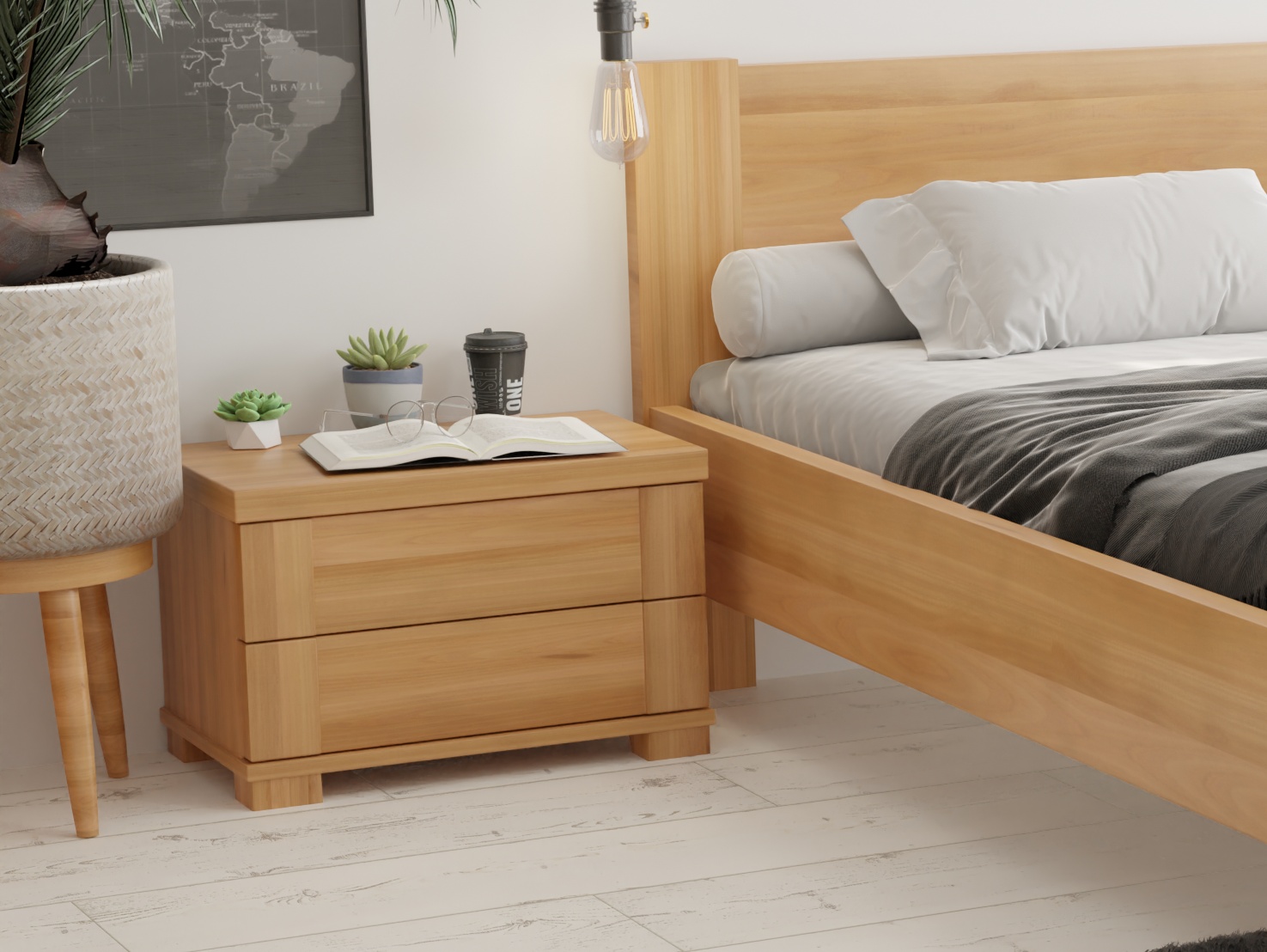 Noční stolek STELLA buk/buk jádrový