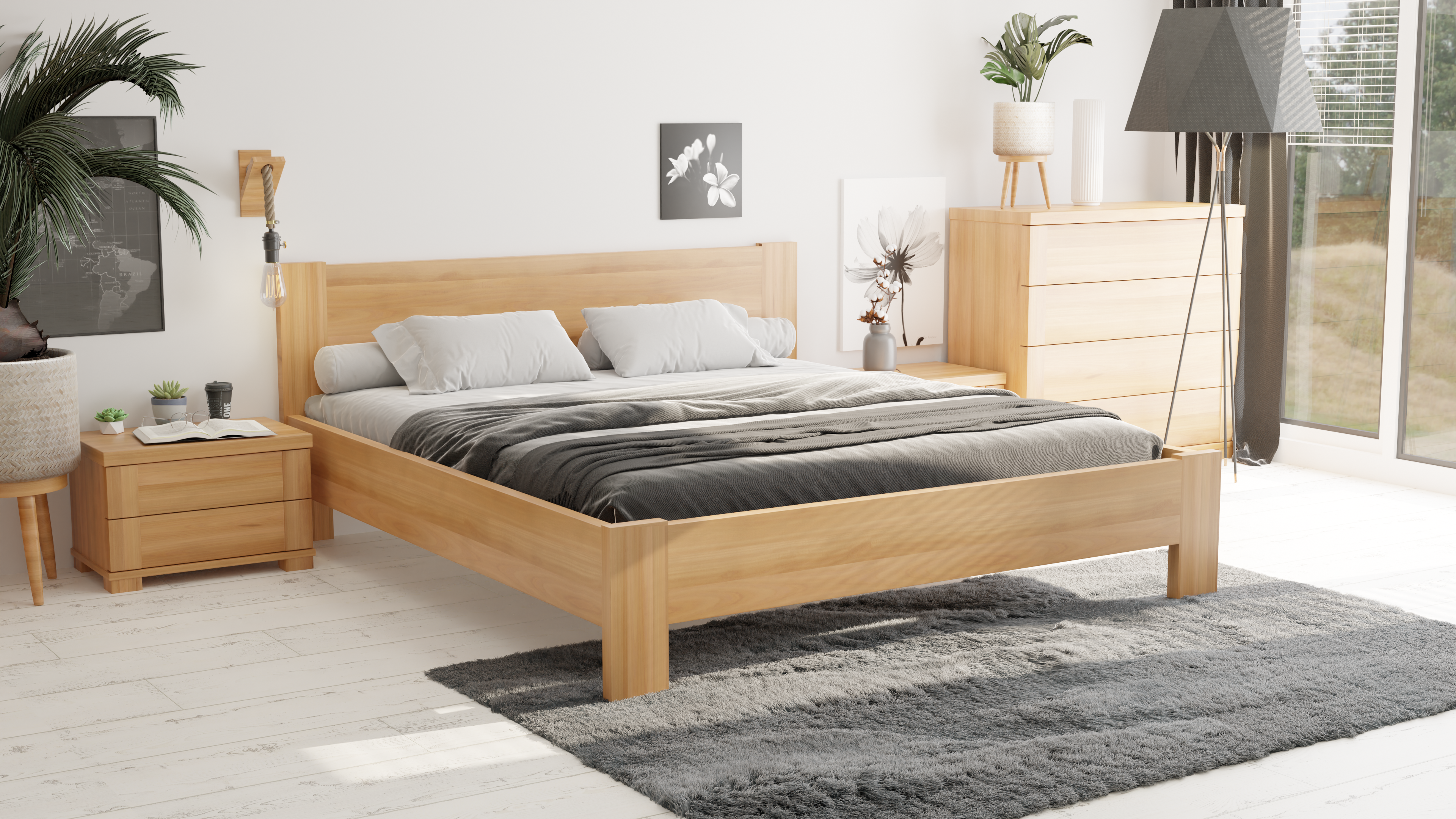 Noční stolek STELLA buk/buk jádrový